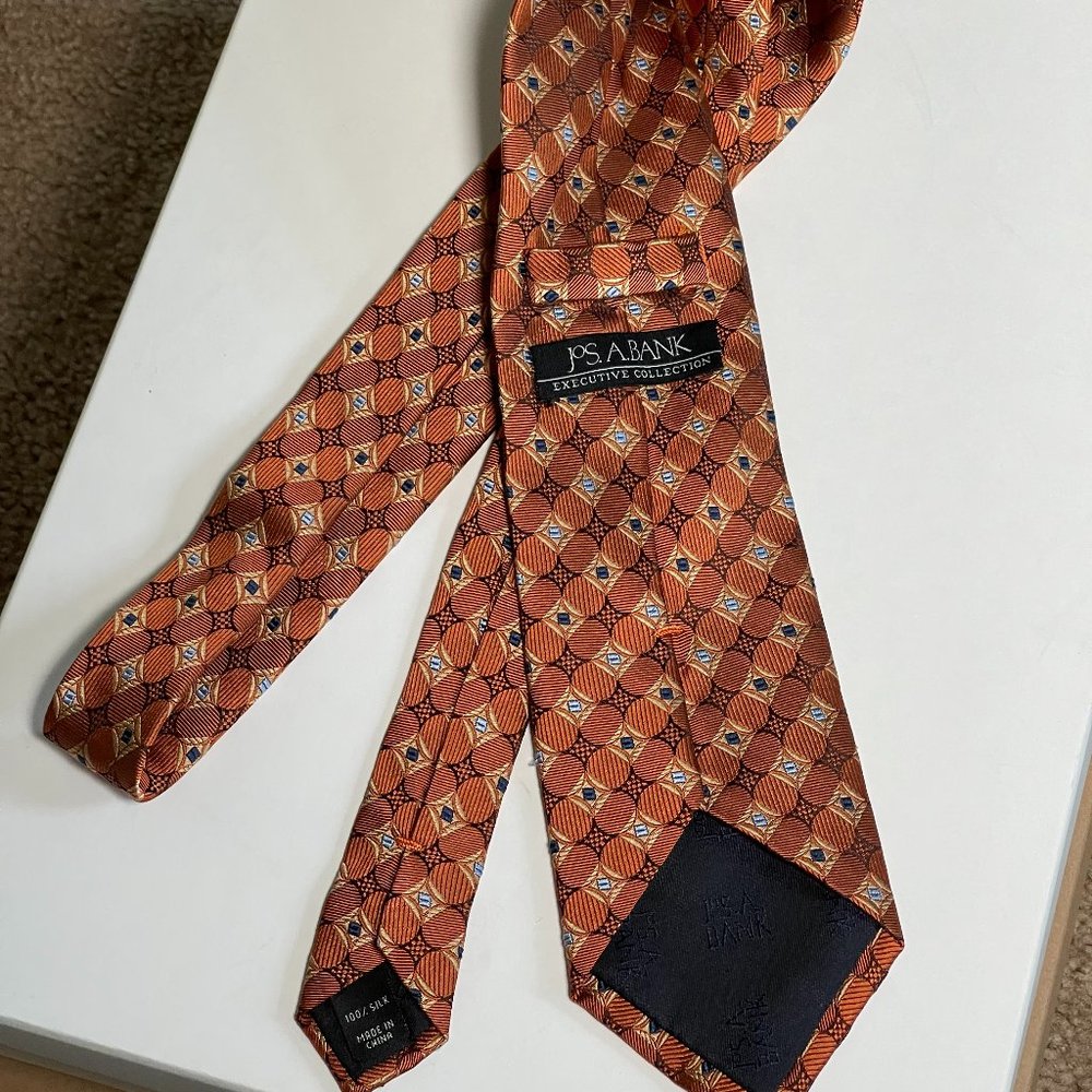 Jos A Bank Executive 100% Silk Men's Neck Tie | Color: Orange | Size: 60 ins